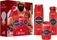 Набор косметики для тела и волос Old Spice Дезодорант-спрей Capitan+Гель для душа+Шампунь 2в1 (150мл+50мл+250мл) - 