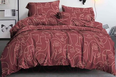 Комплект постельного белья PANDORA №10849-01 1.5 (полисатин, красный)