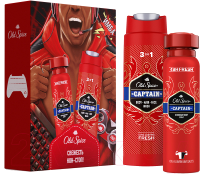 Набор косметики для тела Old Spice Captain Дезодорант-спрей 150мл+Гель для душа 250мл