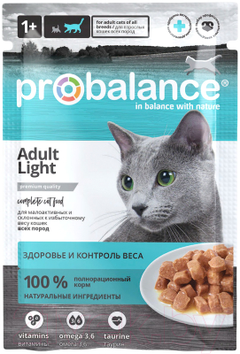 Влажный корм для кошек ProBalance Light для малоактивных и склонных к избыточному весу кошек (85г)