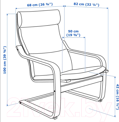 Кресло мягкое Ikea Поэнг 193.027.95