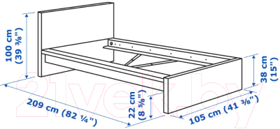 Каркас кровати Ikea Мальм 203.691.53