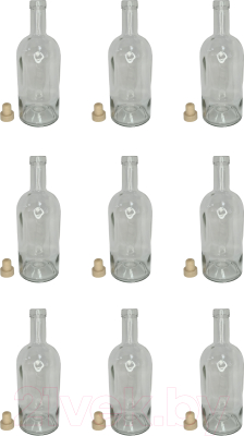 Набор бутылок ВСЗ Виски лайт 750мл с пробкой (9шт)