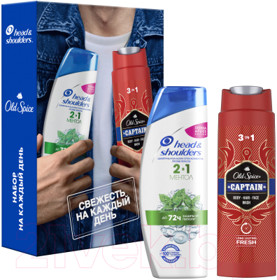 Набор косметики для тела и волос Head & Shoulders Шампунь Ментол 2в1 200мл+Гель для душа Old Spice Captain 250мл
