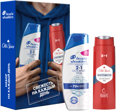 Набор косметики для тела и волос Head & Shoulders Шампунь Основной уход 2в1+Гель для душа Old Spice WhiteWater (200мл+250мл)