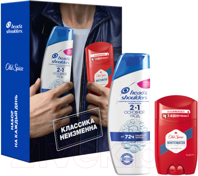 Набор косметики для тела и волос Head & Shoulders Шампунь Основной уход+Дезодор-стик Old Spice Whitewater (200мл+50мл)