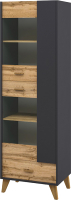 Шкаф с витриной Мебель-Неман Сканди МН-036-10 (1) (дуб вотан/графит) - 