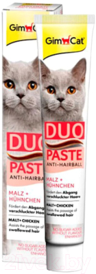Кормовая добавка для животных GimCat Antihairball Duo-Paste / 427218 (50г)
