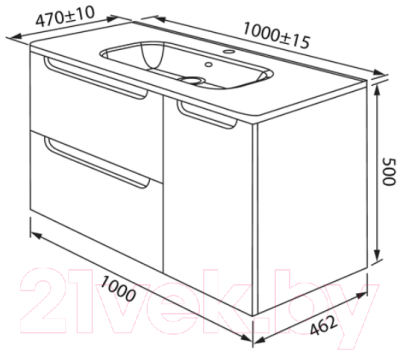 Тумба с умывальником IDDIS Edifice EDI10L0i95K (светло-серый)