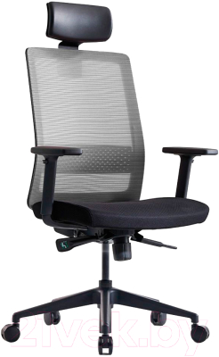 Кресло офисное Bestuhl S30 Black Pl с подголовником и подлокотником (черная сетка/черная ткань)