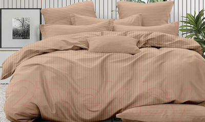 Комплект постельного белья LUXOR Полоса 1x1 14-1213 Евро-стандарт (поджаренный миндаль, сатин-страйп)