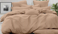 Комплект постельного белья LUXOR Полоса 1x1 14-1213 2.0 с европростыней (поджаренный миндаль, сатин-страйп) - 