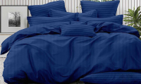 Комплект постельного белья LUXOR Полоса 1x1 19-4044 2.0 с европростыней (синий, сатин-страйп) - 