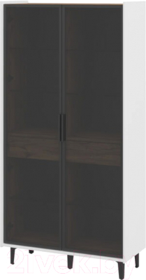 Шкаф с витриной Мебель-Неман Модена МН-048-22-Ц3 (дуб эллисон темный/белый гладкий/черный/графит)