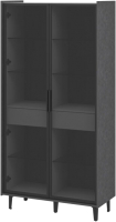 Шкаф с витриной Мебель-Неман Модена МН-048-22-Ц1 (лунный камень/металл бруклин/черный/графит) - 