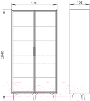 Шкаф с витриной Мебель-Неман Модена МН-048-22-Ц1 (лунный камень/металл бруклин/черный/графит)