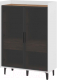 Шкаф с витриной Мебель-Неман Модена МН-048-23-Ц3 (дуб эллисон темный/белый гладкий/черный/графит) - 