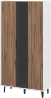 Шкаф с витриной Мебель-Неман Модена МН-048-01-Ц3 (дуб эллисон темный/белый гладкий/черный/графит) - 