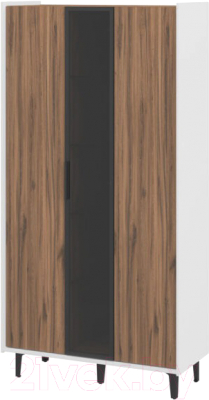 Шкаф с витриной Мебель-Неман Модена МН-048-01-Ц3 (дуб эллисон темный/белый гладкий/черный/графит)