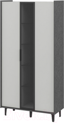 Шкаф с витриной Мебель-Неман Модена МН-048-01-Ц1 (лунный камень/металл бруклин/черный/графит)
