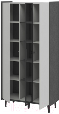 Шкаф с витриной Мебель-Неман Модена МН-048-01-Ц1 (лунный камень/металл бруклин/черный/графит)