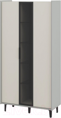 Шкаф с витриной Мебель-Неман Модена МН-048-01-Ц2 (персидский жемчуг/лунный камень/черный/графит)