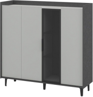 Шкаф с витриной Мебель-Неман Модена МН-048-02-Ц1 (лунный камень/металл бруклин/черный/графит) - 