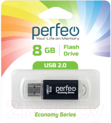 Usb flash накопитель Perfeo 8GB E01 / PF-E01B008ES (черный)