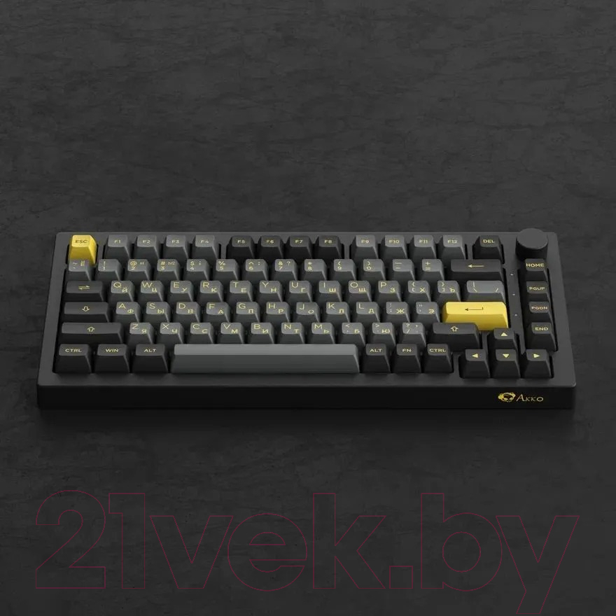 Клавиатура Akko 5075B Plus Black&Gold 3 Modes RGB Hot Swap V3 Cream Yellow