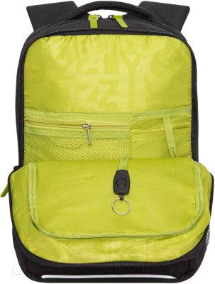 Школьный рюкзак Grizzly RB-456-1 (черный/салатовый)