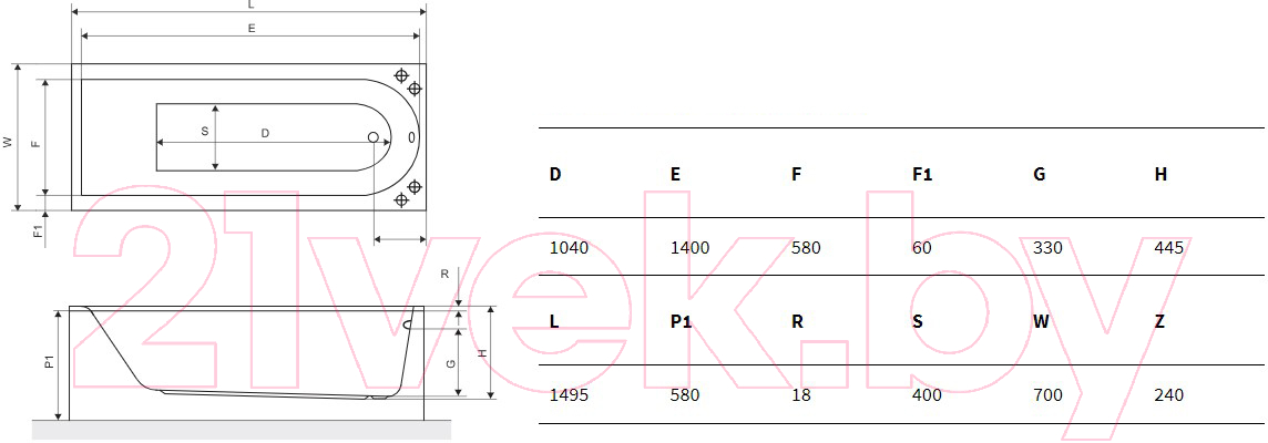 Ванна акриловая Excellent Aurum Slim 170x70