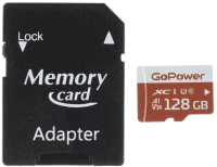 Карта памяти GoPower microSD 128GB Class10 UHS-I (U3) / 00-00025682 (с адаптером) - 