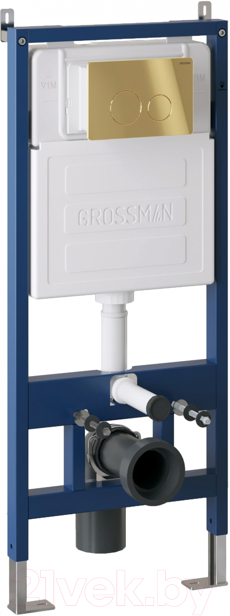 Инсталляция для унитаза Grossman 900.K31.01.000 + 700.K31.05.30M.30M (с кнопкой смыва, золотой глянец)