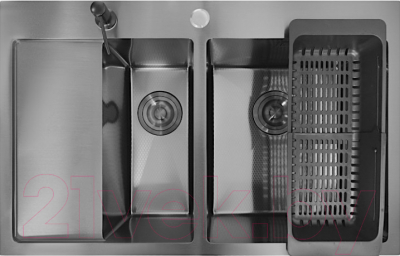 Мойка кухонная STELLAR Decor S7850NB-2R-D (нано черный)