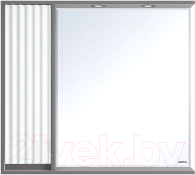 Шкаф с зеркалом для ванной Brevita Balaton 90 L / BAL-04090-01-01Л (серый)