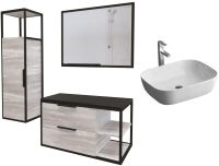 Комплект мебели для ванной Grossman Лофт 90 (шанико/металл черный) - 