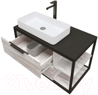Комплект мебели для ванной Grossman Лофт 90 (шанико/металл черный)