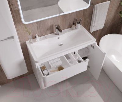Комплект мебели для ванной Grossman Адель 100 (тумба белый, умывальник, зеркало Elegans-промо)