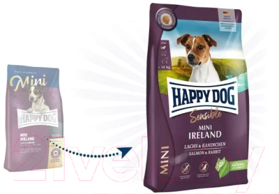 Сухой корм для собак Happy Dog Sensible Mini Ireland лосось кролик / 61221 (10кг)
