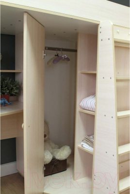 Кровать-чердак детская Капризун 13 Р440-2 с рабочей зоной (дуб млечный)