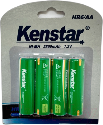 Комплект аккумуляторов Kenstar HR6/AA Ni-Mh 2850mAh BL-4 / KS-HR6-2850-BL4  (4шт)