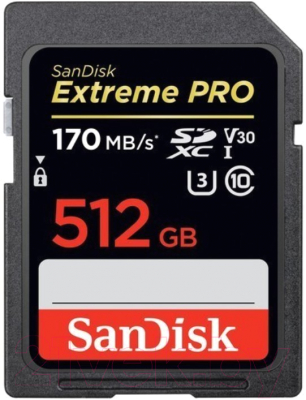 Карта памяти SanDisk Extreme Pro SDXC UHS-I Class 3 V30 (SDSDXXD-512G-GN4IN)