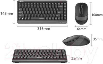 Клавиатура+мышь A4Tech Fstyler FGS1110Q (черный/серый)