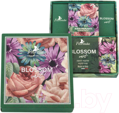 Подарочный набор Florinda Зеленые цветы (мыло 200г + саше ароматическое 3шт)