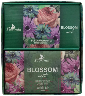Подарочный набор Florinda Зеленые цветы (мыло 200г + саше ароматическое 3шт)