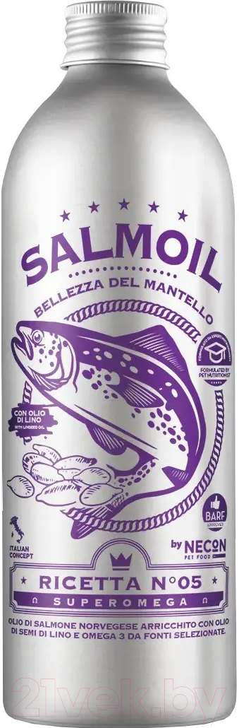 Кормовая добавка для животных Necon Salmoil Ricetta 5 масло лососевое для кожи и шерсти / NECSR5500