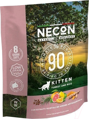 Сухой корм для кошек Necon Для котят с индейкой и рисом / NW050 (400г)