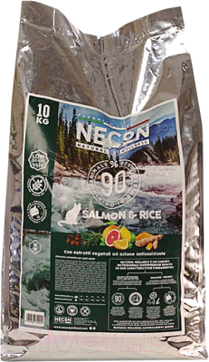 Сухой корм для кошек Necon Для взрослых кошек и котов с лососем и рисом / NW020 (10кг)