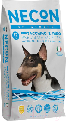 Сухой корм для собак Necon Для взрослых собак всех пород с индейкой и рисом / NECN12 (3кг)