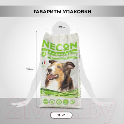 Сухой корм для собак Necon Для взрослых собак всех пород с свининой и рисом / NECN03 (12кг)